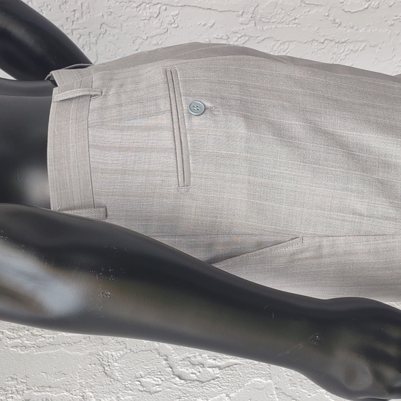 GIORGIO ARMANI COLLEZIONI MEN'S FLAT FRONT PIN STRIPE SILVER GREY LUXURY TROUSER - Picture 5 of 17